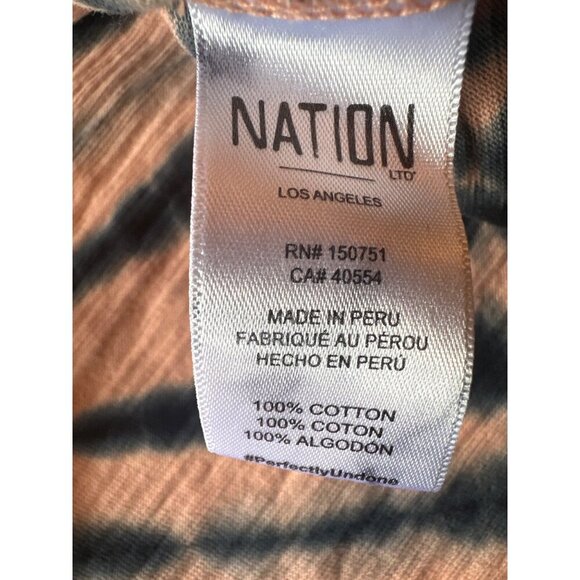 Nation Ltd Tie-Dye Cotton T-Shirt With Button Detail Size  Short Sleeve - Picture 4 of 6